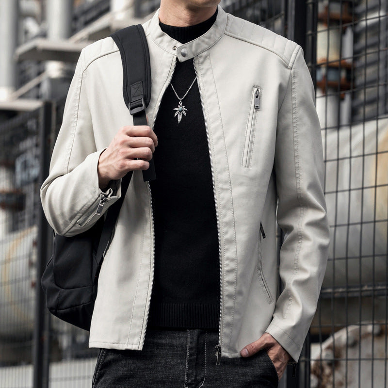 Herren Stilvolle Schnitte Kunstlederjacke Echo Archiv