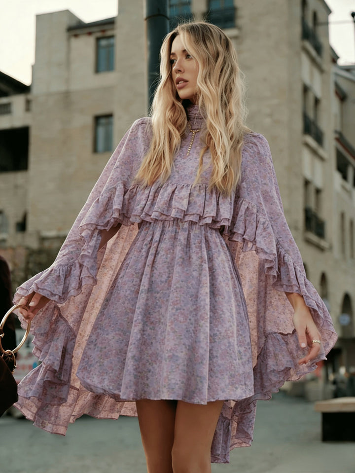 Damen romantisches Chiffonkleid mit Volants und weitem Saum Echo Archiv