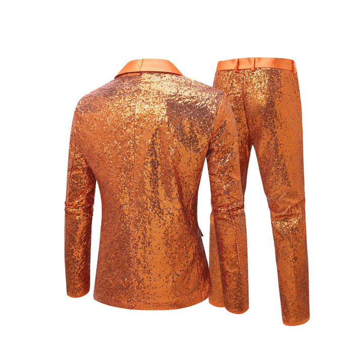 Herren Glamouröses Paillettenanzugset mit stylischem Satin-Revers Echoarchiv