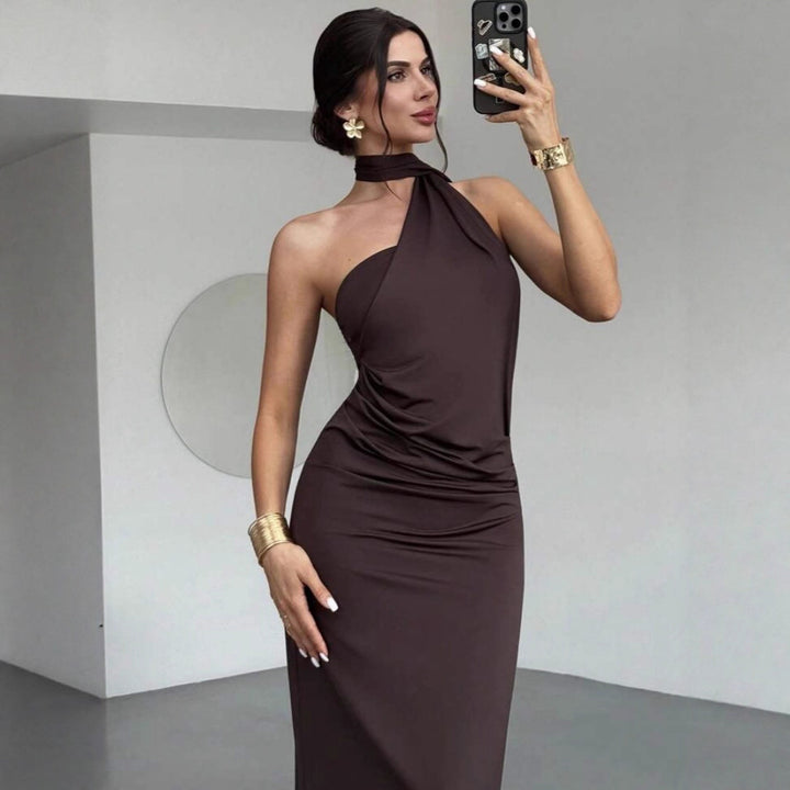 Damen Elegantes Wickelkleid mit verführerischem Halterneck-Design Echo Archiv