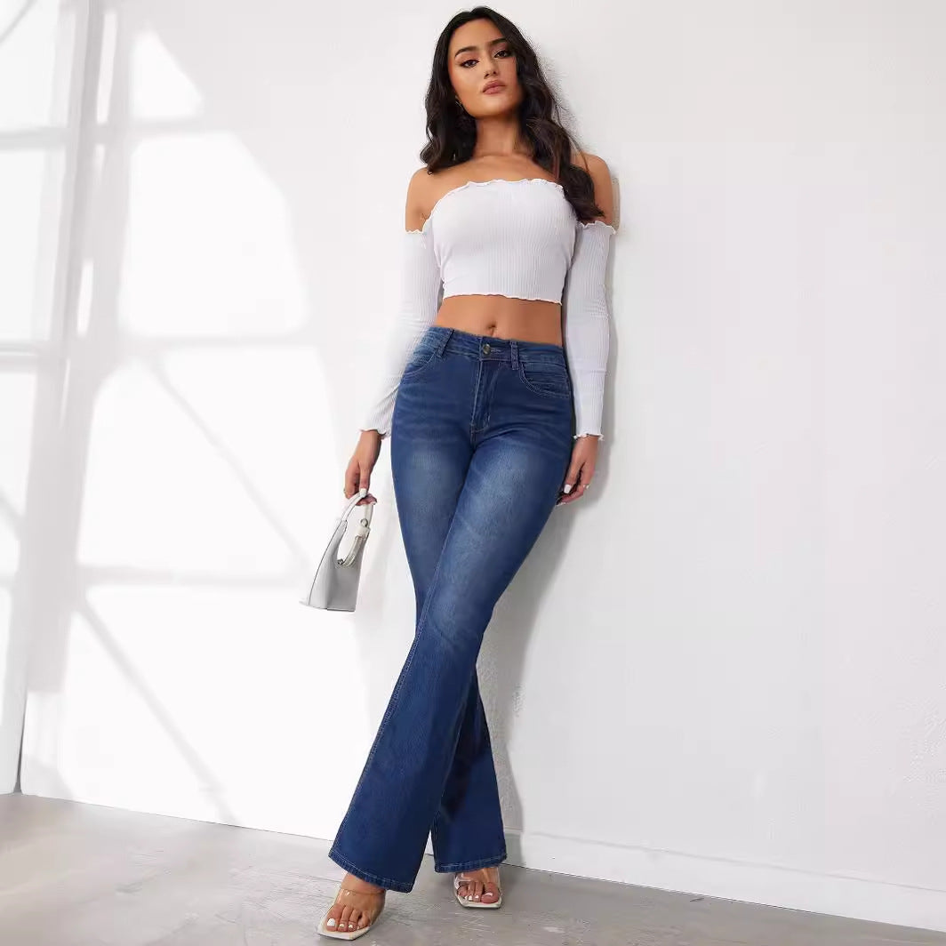 Damen nan Highwaist Schlagjeans mit figurschmeichelnder Passform und weitem Bootcut Echo Archiv