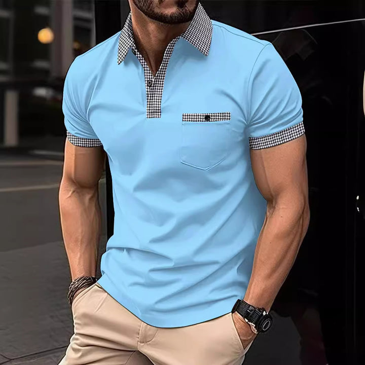 Herren Poloshirt mit stilvollem Karomuster und praktischer Brusttasche Echoarchiv