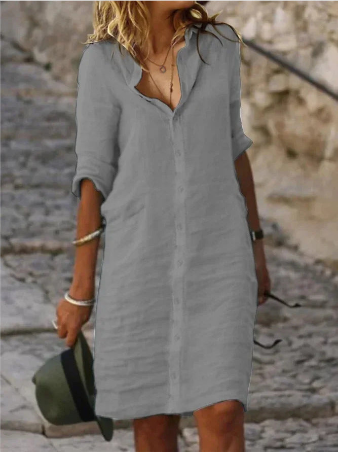 Damen Lässiges Hemdkleid mit Schicken Details Echoarchiv