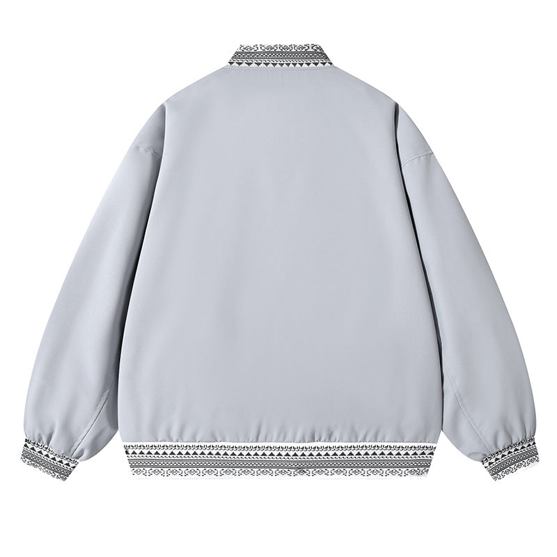 Damen Oversize Bomberjacke mit folklorischen Stickborden Echoarchiv