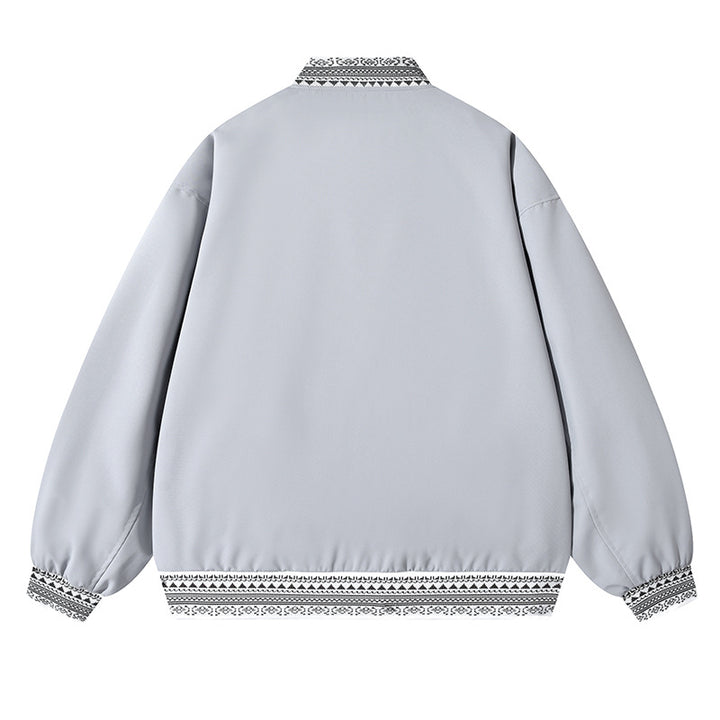 Damen Oversize Bomberjacke mit folklorischen Stickborden Echoarchiv