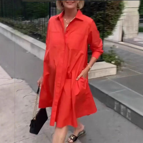 Damen nan Oversize-Popeline Swing-Hemdkleid mit verdeckter Knopfleiste, Eingrifftaschen und krempelbaren Ärmeln Echo Archiv