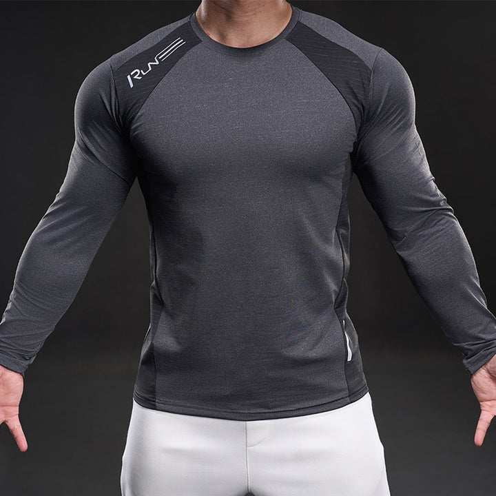 Herren Sportliches Langarmshirt mit atmungsaktivem Mesh-Einsatz Echoarchiv