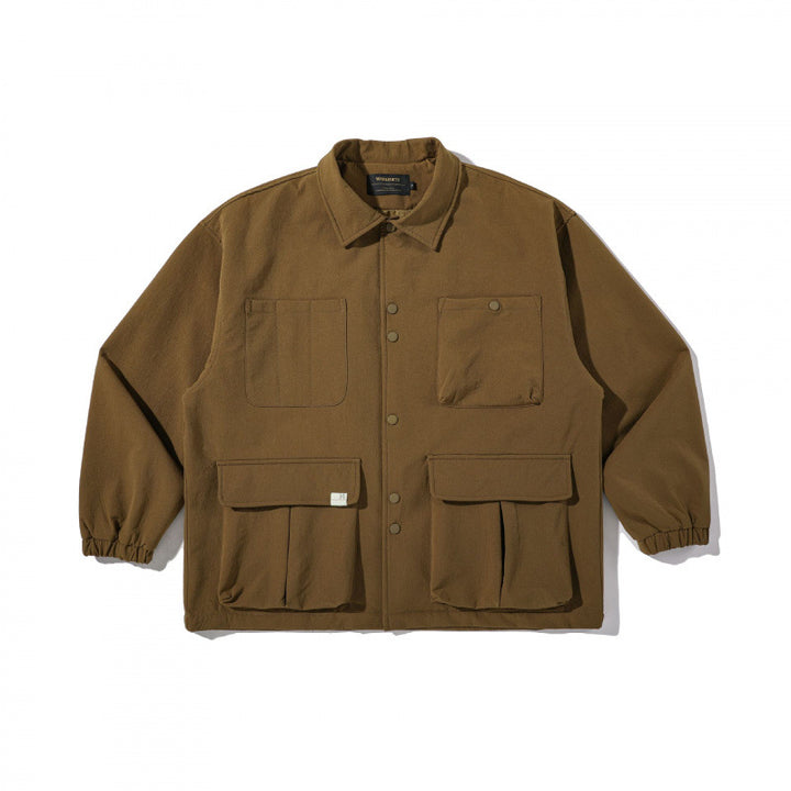 Unisex Kastenförmige Utility-Hemdjacke mit Mehrfach-Pattentaschen und Druckknopfverschluss Echo Archiv