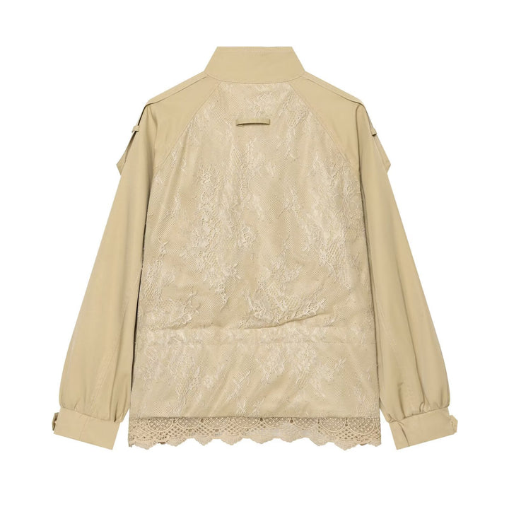 Damen leichte Fieldjacke mit Tunnelzug, Stehkragen, Epauletten und Spitzenbesatz Echo Archiv