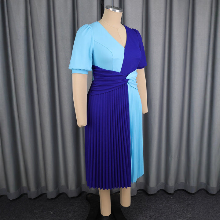 Damen plissiertes Midi-Kleid mit Farbblockdesign und Wickeloptik Echo Archiv