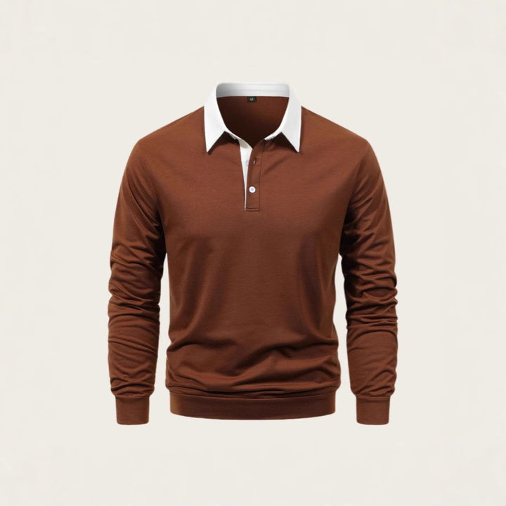 Herren Langärmliges Poloshirt mit kontrastierendem Kragen Echoarchiv
