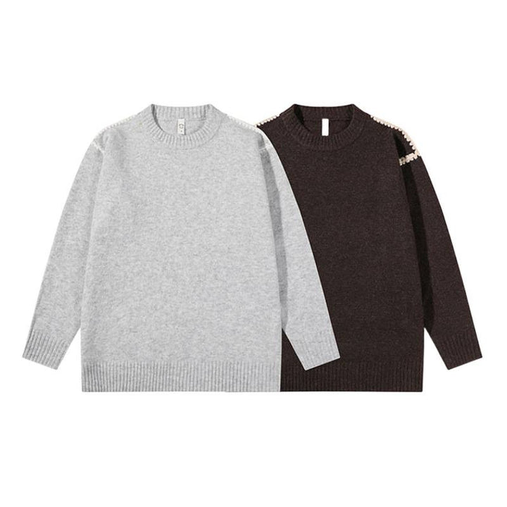 Unisex Oversize Feinstrick-Pullover mit Rundhalsausschnitt und Rippenbündchen Echoarchiv