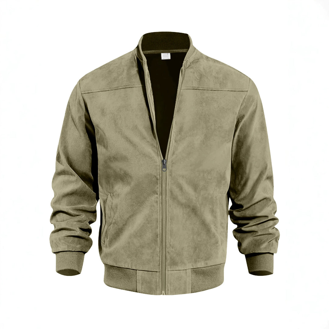 Herren Leichte Bomberjacke im Velours-Look mit Reißverschluss und Rippbündchen Echoarchiv