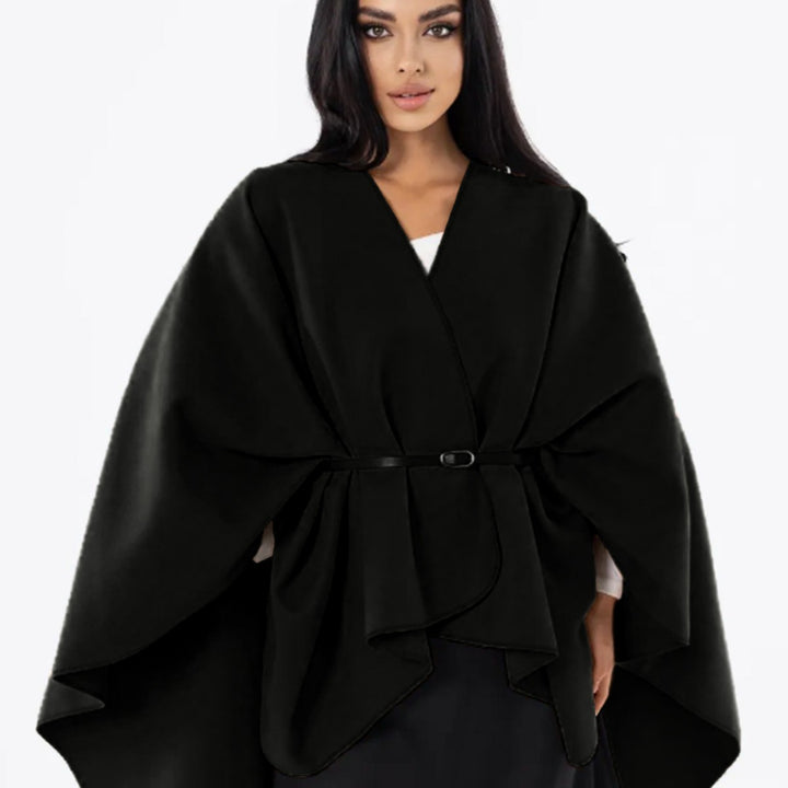 Damen Oversize-Capeponcho mit Wickeloptik und V-Ausschnitt Echo Archiv