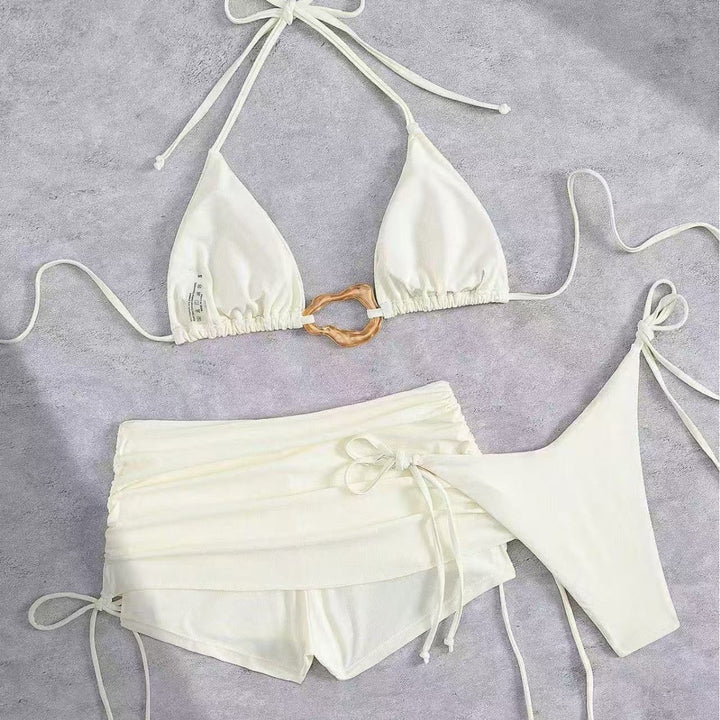 Damen Triangel-Bikini mit modischem Ringen-Detail und hoch taillierten Höschen Echo Archiv