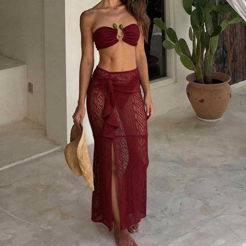 Damen Bandeau-Bikini mit Rüschenrock und elegantem Verschluss Echo Archiv