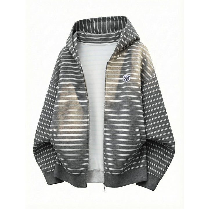 Unisex Kapuzen-Sweatjacke mit Reißverschluss und feinen Querstreifen Echo Archiv