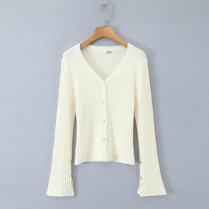 Damen Feinstrick-Cardigan mit V-Ausschnitt und plissiertem Minirock-Set Echoarchiv