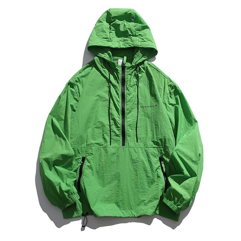 Unisex Leichter Ripstop-Hoodie-Anorak mit Halbreißverschluss, Kordelzug & Reißverschlusstaschen Echoarchiv