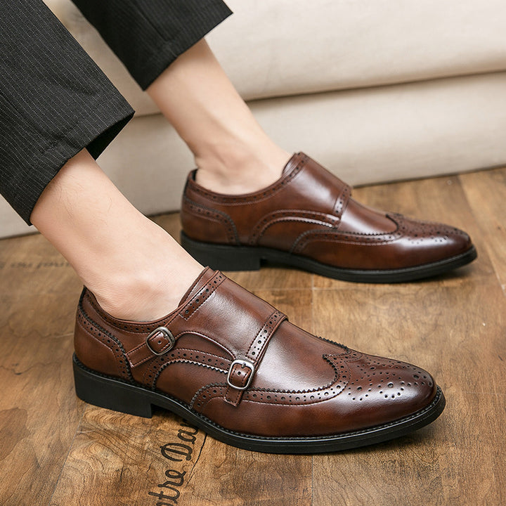 Herren elegante Doppelmonks mit Brogue-Lochung und gepolstertem Komfortfußbett Echo Archiv