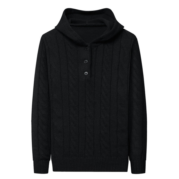 Herren Kapuzenpullover mit strukturierter Strickoptik Echoarchiv