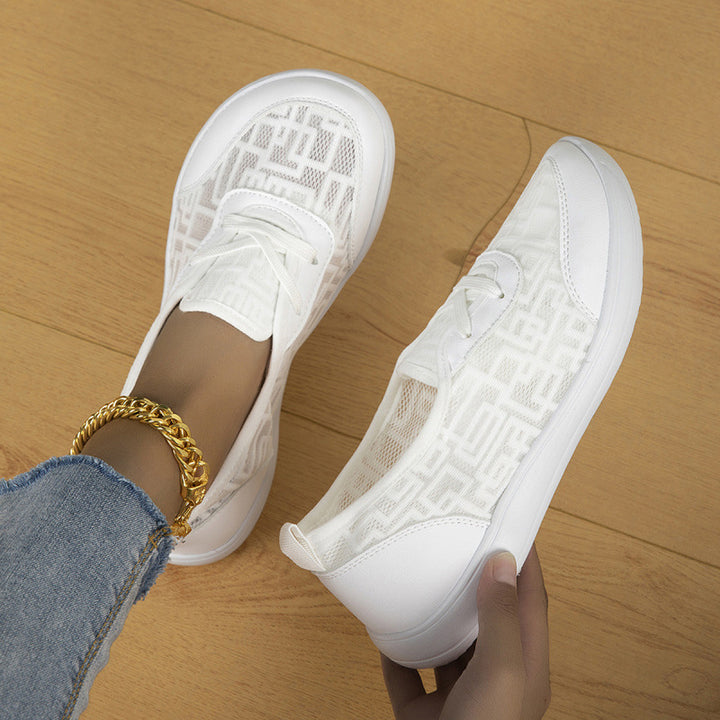 Damen leichte atmungsaktive Slip-On Sneaker mit Netzeinsatz Echoarchiv