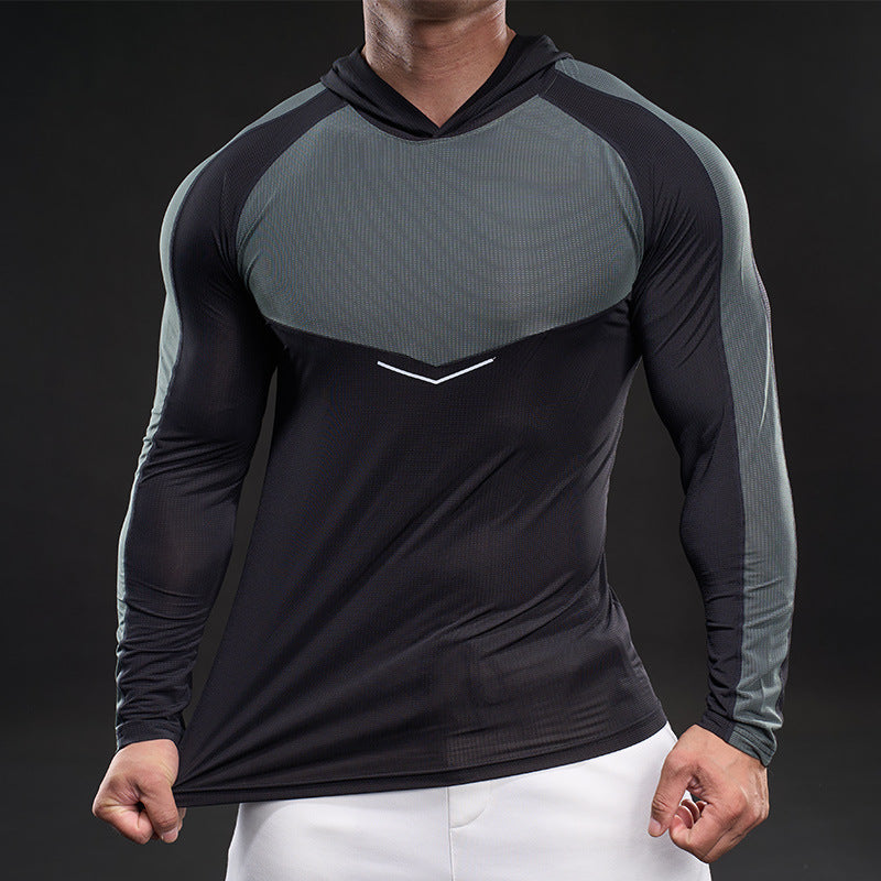 Herren sportliches Langarm-Funktionsshirt mit Kapuze und atmungsaktivem Design Echoarchiv