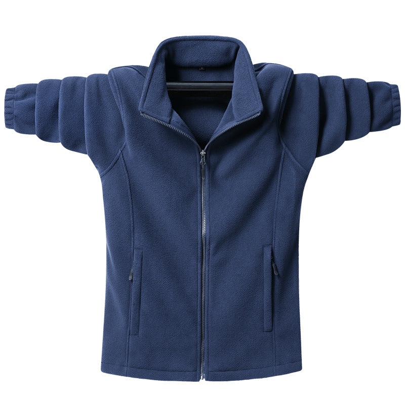 Herren klassische Fleecejacke mit durchgehendem Reißverschluss, Stehkragen und verdeckten Taschen – Taviero