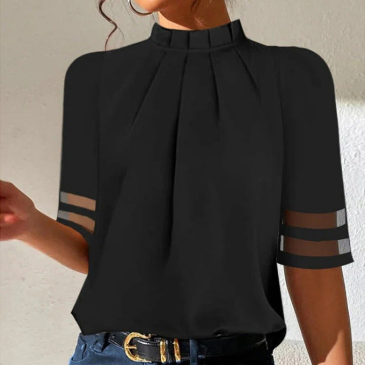 Damen elegante Bluse mit transparenten Ärmeln Echoarchiv