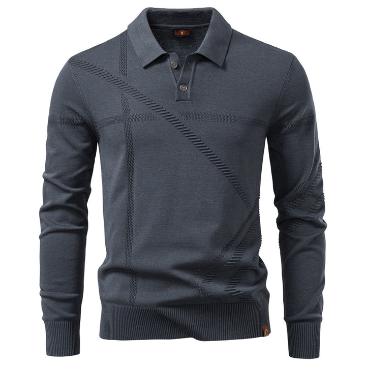 Herren Langarm Poloshirt mit modernem Strukturdesign Echoarchiv