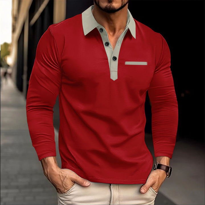 Herren modisches Langarmblusenshirt mit Kragen Echoarchiv