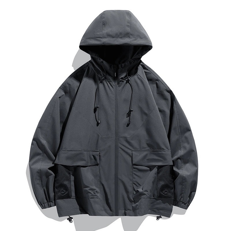 Herren Oversize Utility-Softshelljacke mit Kapuze, aufgesetzten Taschen & verstellbarem Saum Echo Archiv