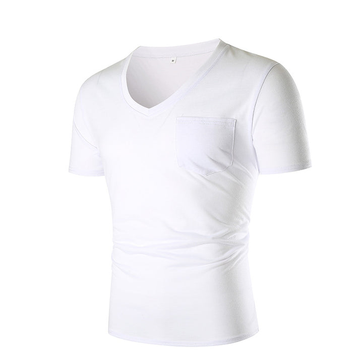 Herren V-Ausschnitt T-Shirt mit Brusttasche und figurbetonter Passform Echoarchiv