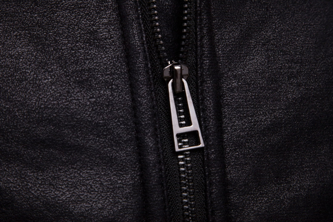 Herren Bikerjacke aus hochwertigem Kunstleder mit weichem Fleecekragen Echoarchiv