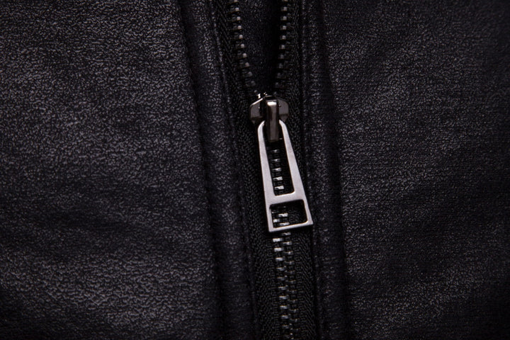 Herren Bikerjacke aus hochwertigem Kunstleder mit weichem Fleecekragen Echoarchiv