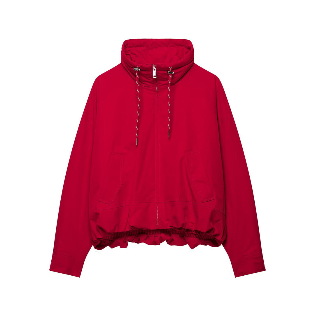 Damen Kurzer Blouson mit hohem Stehkragen, Kordelzug und elastischem Saum Echoarchiv