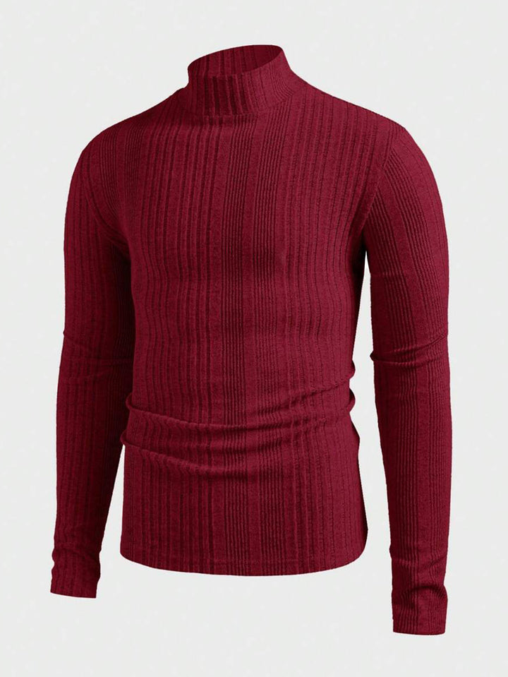 Herren Strickpullover mit hohem Kragen und Rippstruktur Echoarchiv