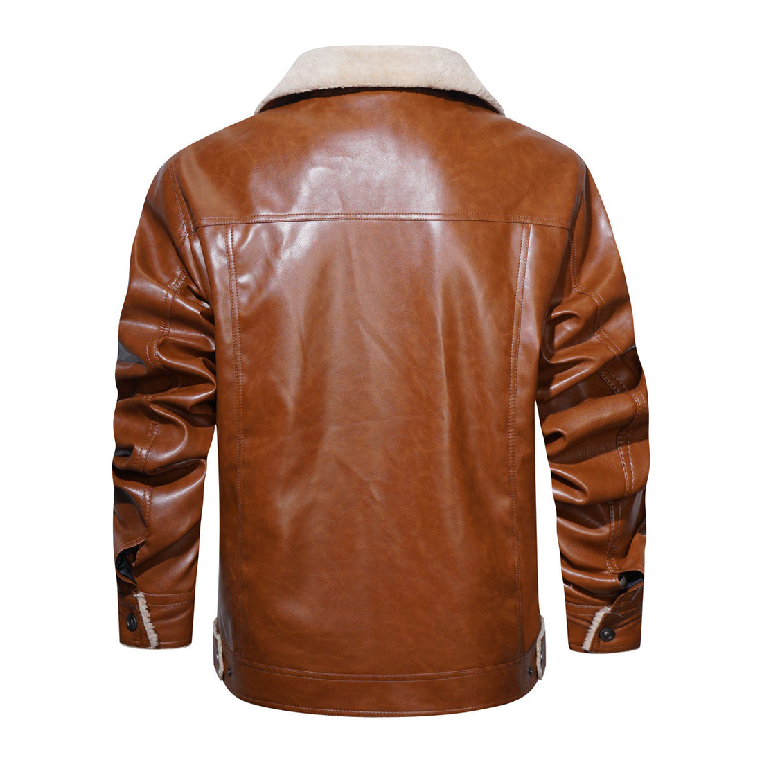 Herren modische Kunstlederjacke mit Teddyfutter – Valtoré