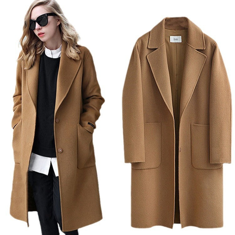 Damen nan Oversize Wollmantel mit Reverskragen und aufgesetzten Taschen Echo Archiv