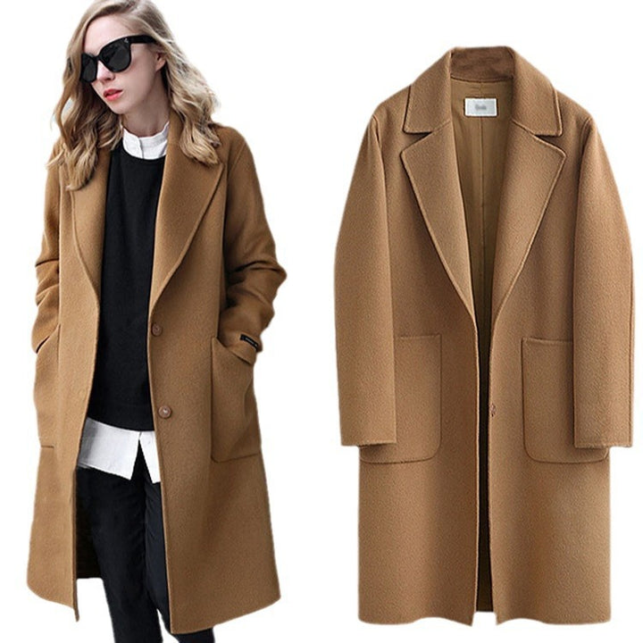 Damen nan Oversize Wollmantel mit Reverskragen und aufgesetzten Taschen Echo Archiv