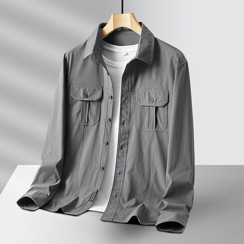 Herren Leichtes Utility-Overshirt aus Baumwollmix mit Brustklappen und entspannter Passform Echo Archiv