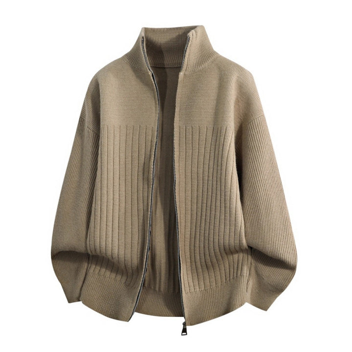 Herren modische Strickjacke mit hohem Kragen und strukturiertem Design Echoarchiv
