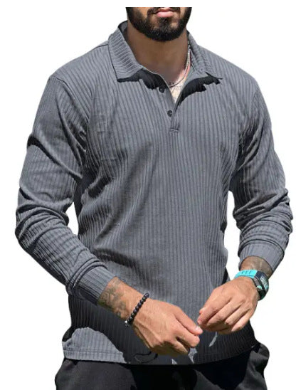 Herren Langarm Poloshirt mit strukturiertem Rippdesign und modernem Schnitt Echoarchiv