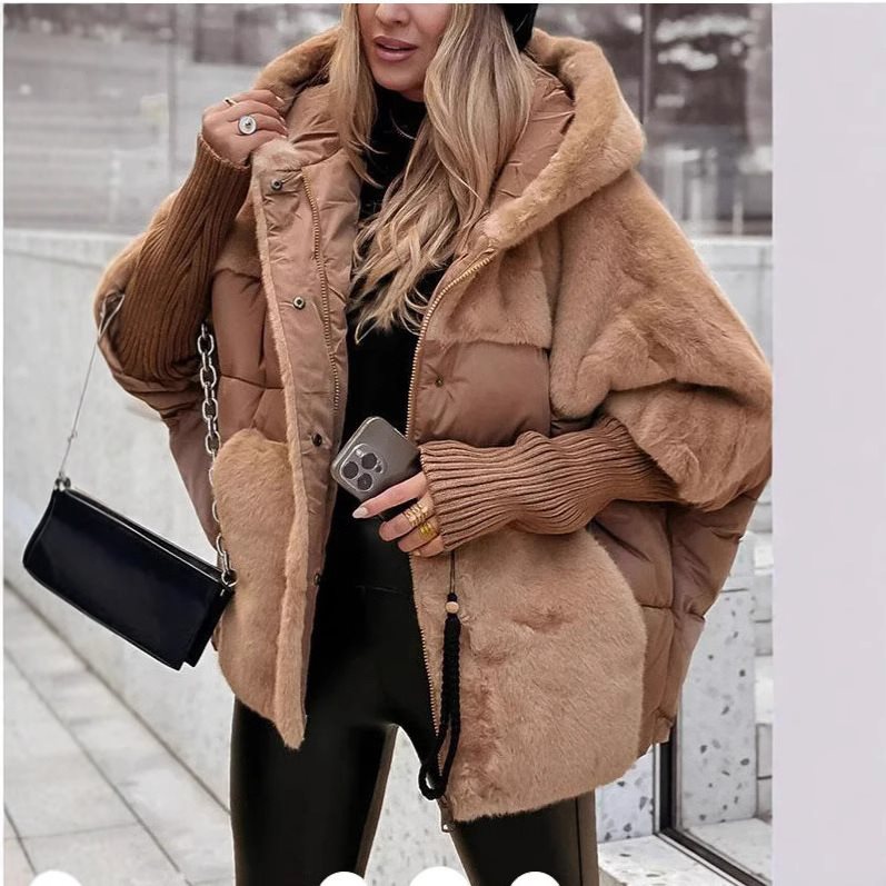 Damen Wattierter Oversize-Parka mit Kunstfellbesatz, Kapuze und Rippbündchen Echo Archiv