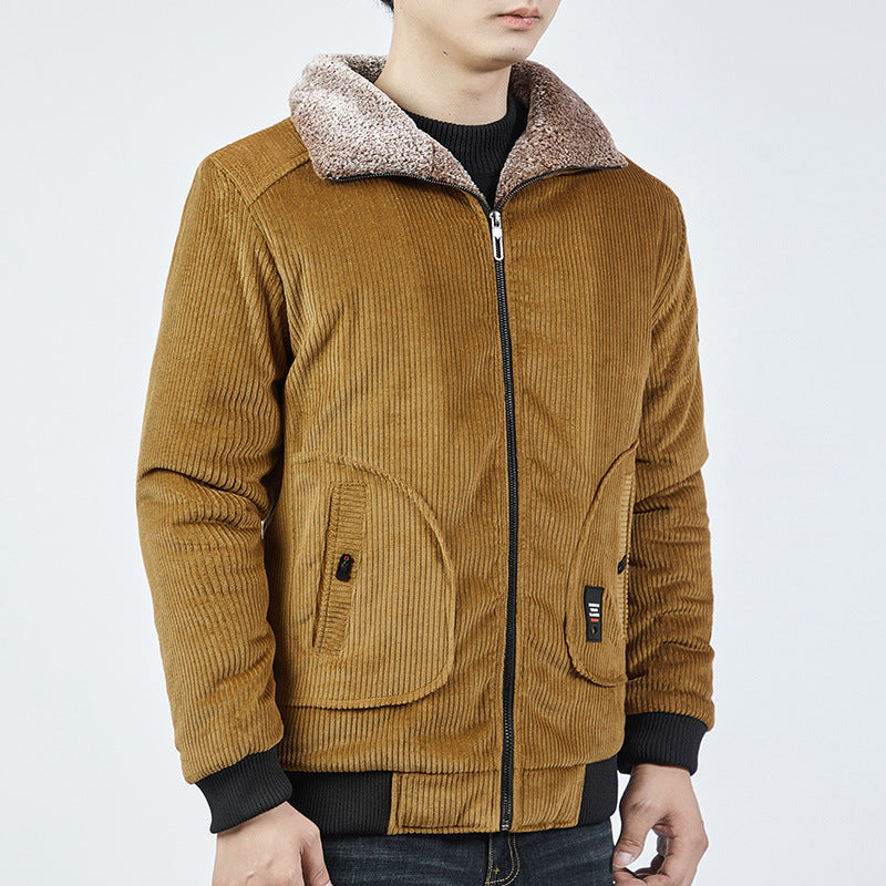 Herren Cord-Bomberblouson mit Sherpa-Kragen, Thermo-Futter und Utility-Taschen Echoarchiv