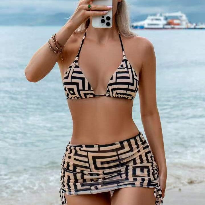 Damen Bikini-Set mit herausnehmbarem Bustier-Oberteil und verstellbarem Wickelrock Echo Archiv