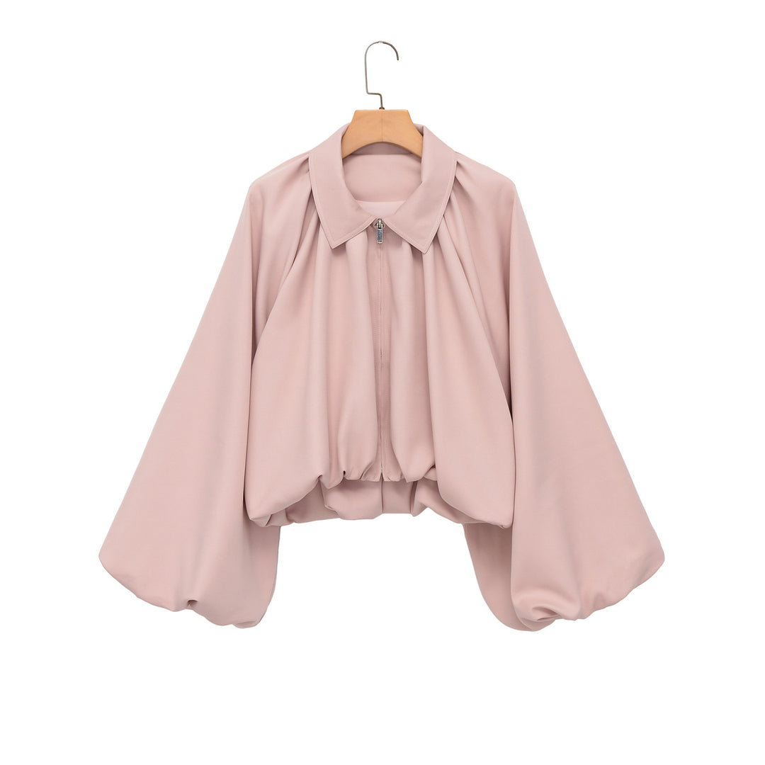 Damen Voluminöse Cropped Cape‑Jacke mit Ballonärmeln und Reißverschluss Echo Archiv