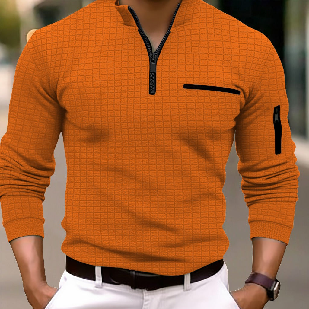 Herren sportliches Oberteil mit halbem Reißverschluss und strukturiertem Design Echoarchiv