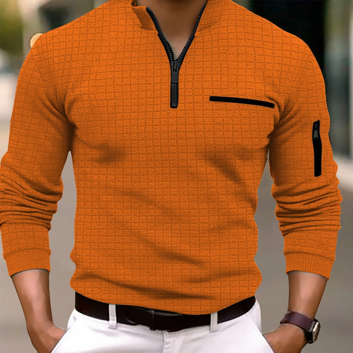 Herren sportliches Oberteil mit halbem Reißverschluss und strukturiertem Design Echoarchiv