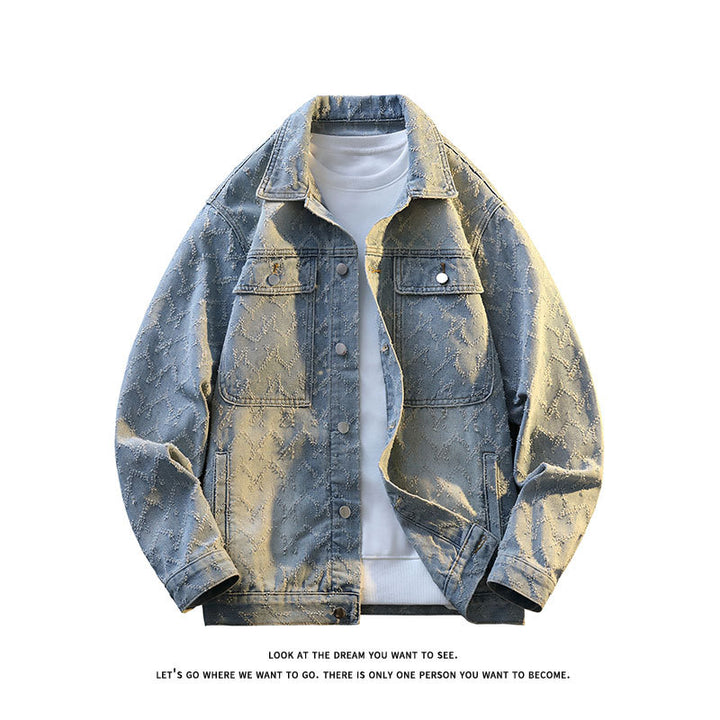 Herren Oversize-Jeansjacke mit gestepptem Allover‑Muster und Brusttaschen Echo Archiv